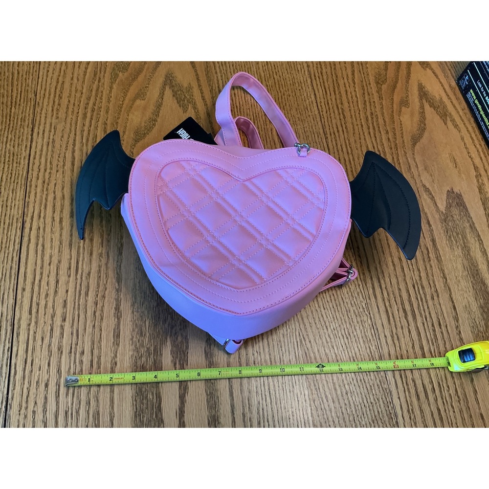 Monster High Draculaura Heart Bat Wing Mini Backpack Pink Black Quilted Goth NWT - Picture 5 of 6